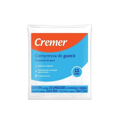 Gaze Esteril 7,5cm X 7,5cm 11f C/5 Cremer